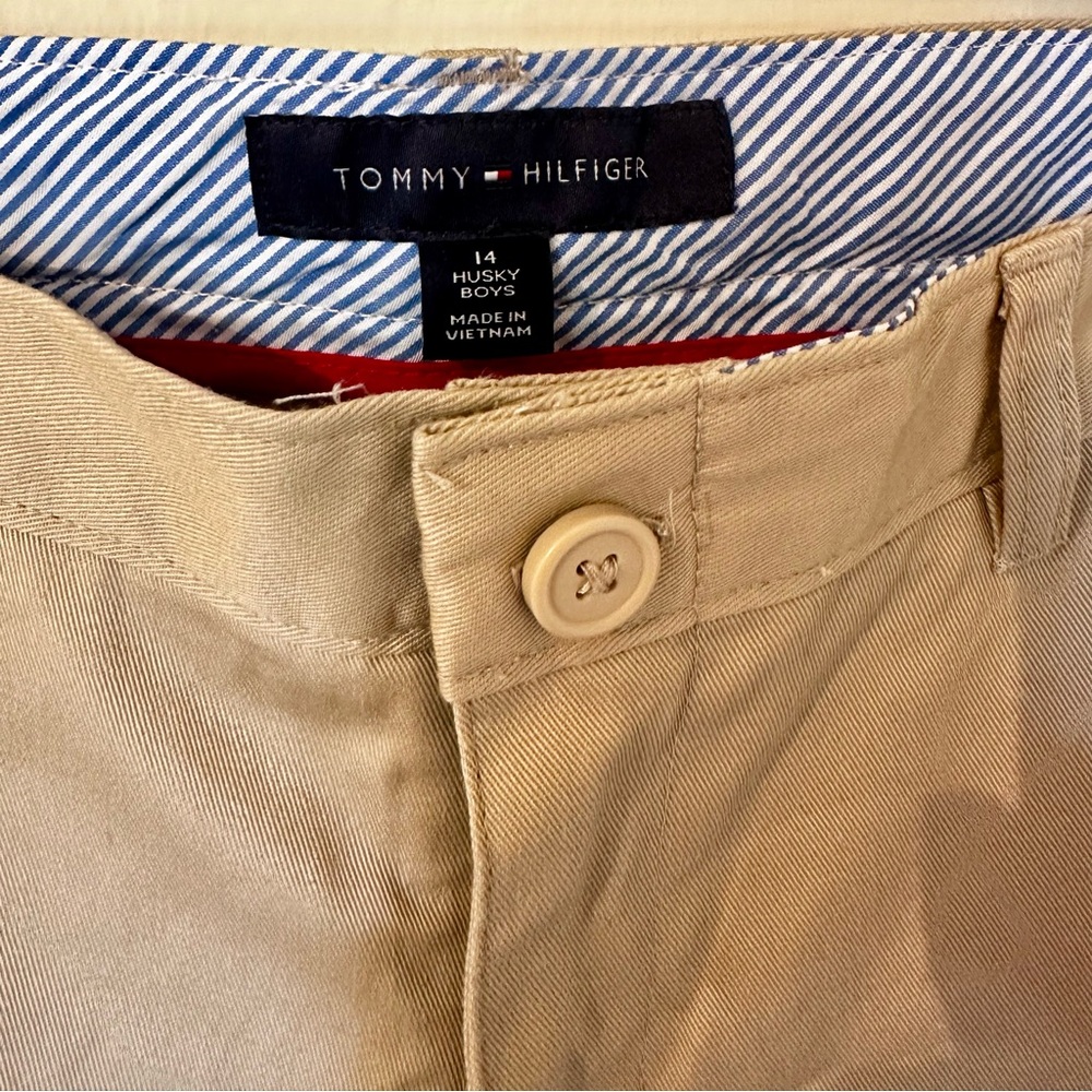 Tommy Hilfiger Boys 14 Husky tan School Uniform khaki pants